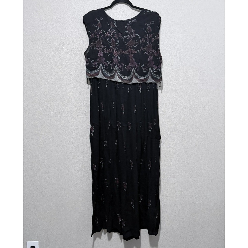 VTG Laura Ashley Black Maxi Dress‎ sz M 80s Fairy Whimsigoth Witchy
